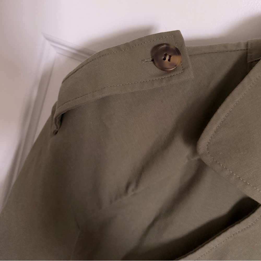 Nordstrom Cropped Olive/Green Trench Jacket Double Breasted Lightweight Coat xs - Picture 7 of 8